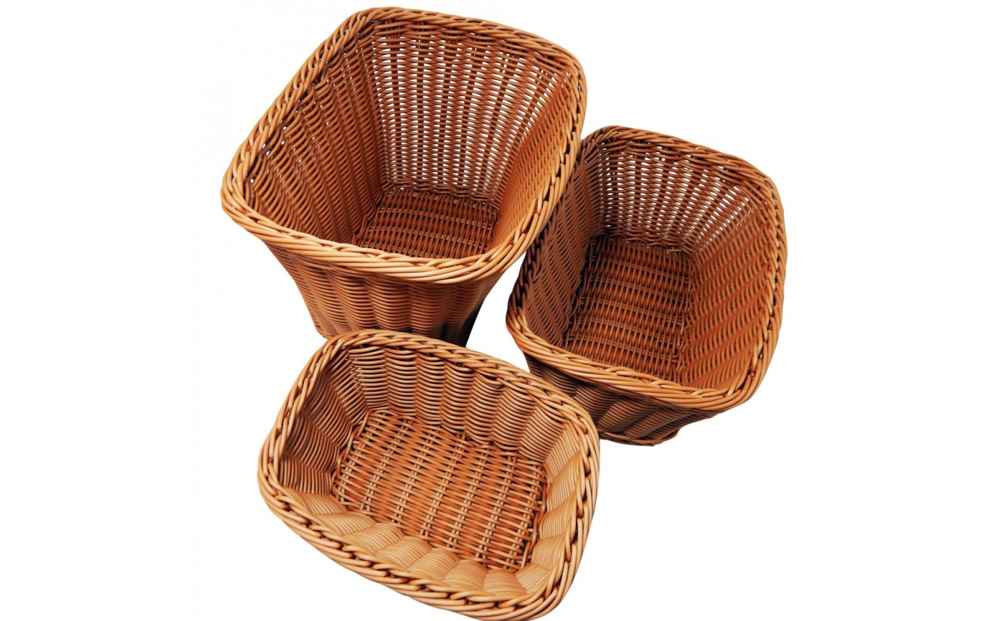 Plastic Woven Baskets Rectangular Set of 3 Playroom