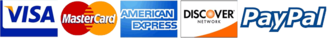 We accept Visa, Mastercard, American Express, Discover, and Paypal