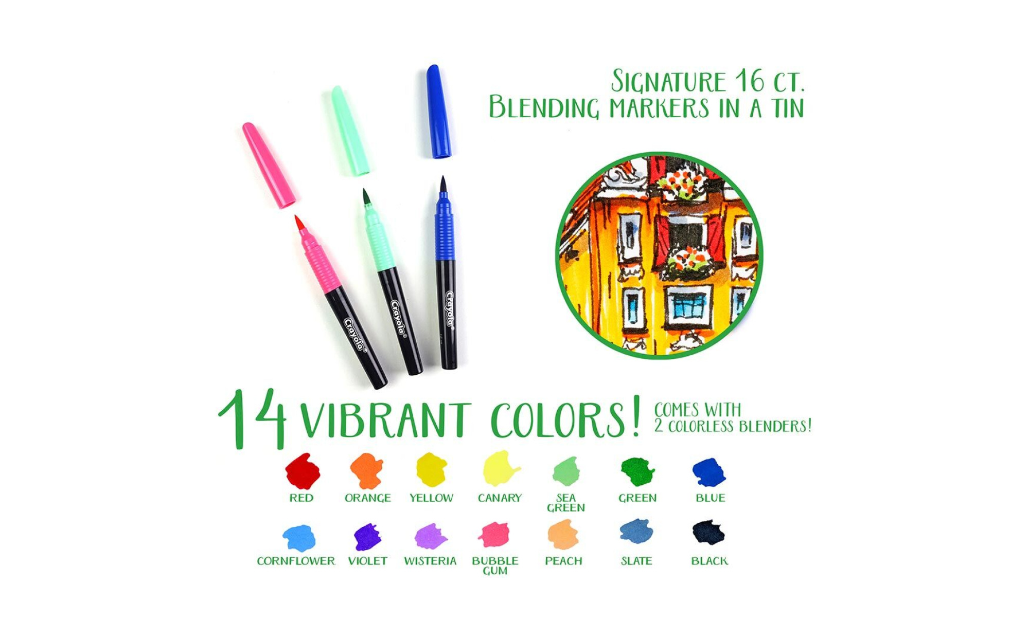 Crayola Signature Blending Markers - 16 / Set - Filo CleanTech