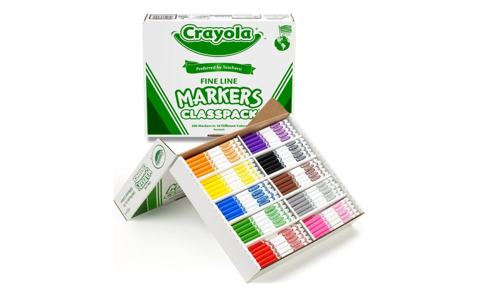 Crayola Fine Line Markers Classpack - 10 Colors, 200 Count