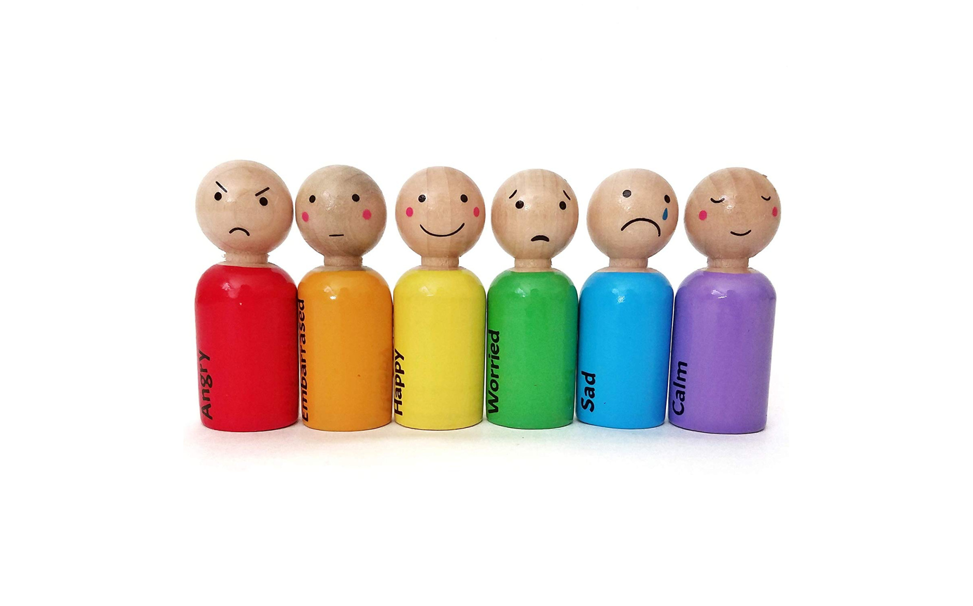 Feelings Rainbow Wooden Peg Dolls Set of 6
