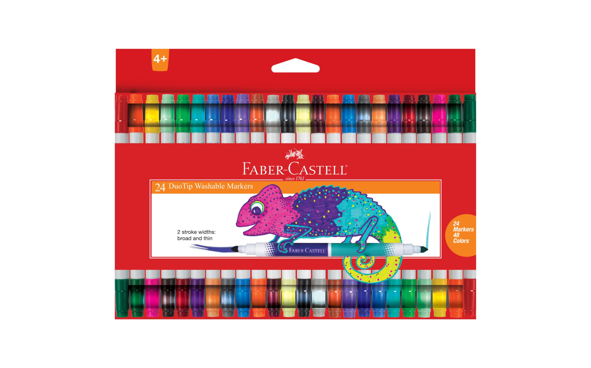 Faber-Castell Duo Tip Washable Markers, 24 Markers, 48 Colors