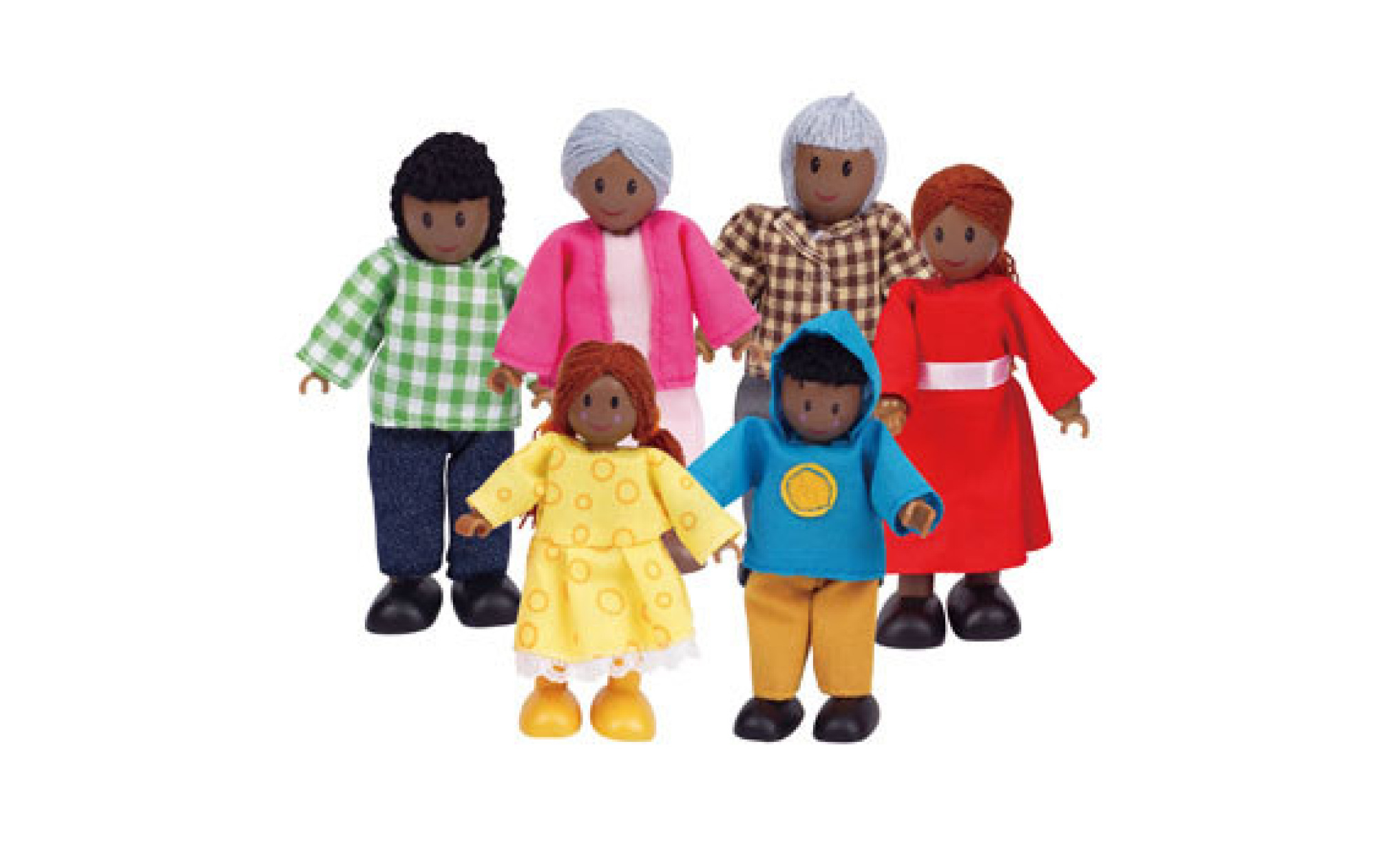 Wooden Doll House Family Dress-up Characters Grandpa Wooden Dollhouse People Grandma Mom Dad 6 Family Figures Miniature Doll House Boy and Girl 