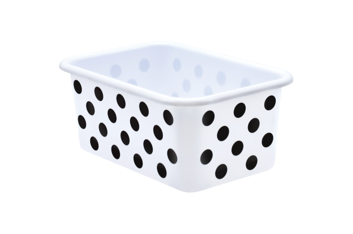 Small Plastic Storage Bin - Black Polkadot on White Small Plastic Storage Bin - Black Polkadot on White