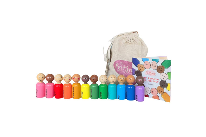 Feelings Rainbow Wooden Peg Dolls - Multicultural (set of 12) Feelings Rainbow Wooden Peg Dolls - Multicultural (set of 12)