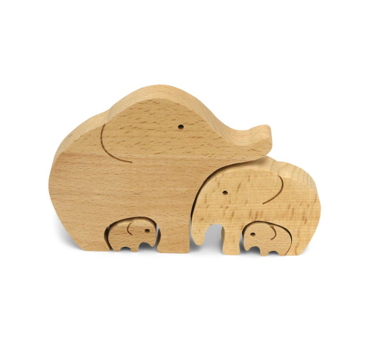 Wooden Elephant Family