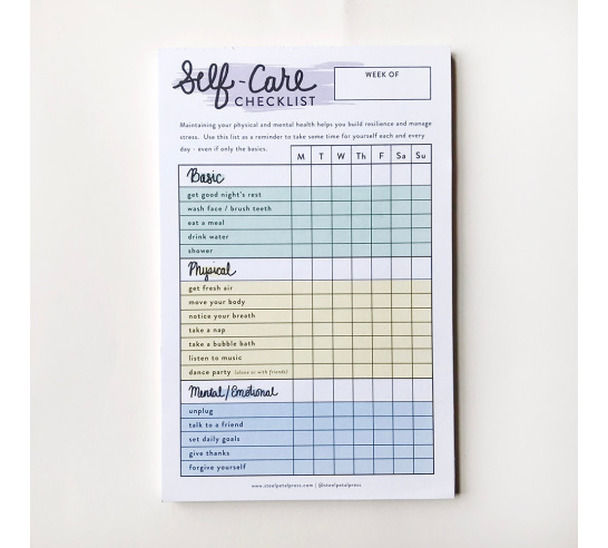 Self Care Checklist Habit Tracker Notepad