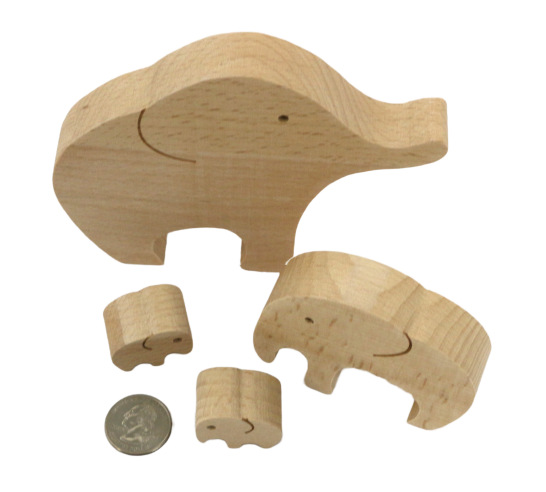 Wooden Elephant Family