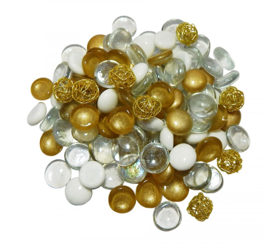 Gold and White Gem & Bauble Mix