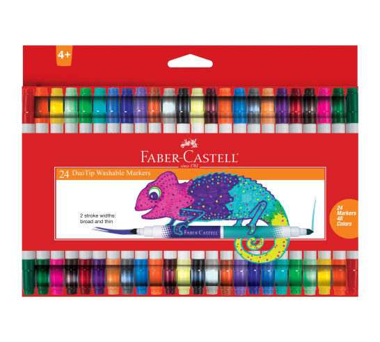 Faber Castell-DuoTip Washable Markers 24 count, 48 colors