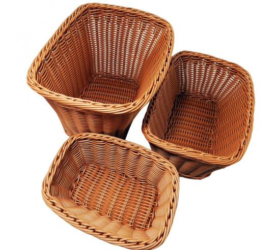 Plastic Woven Baskets - Rectangular - Set of 3