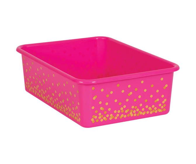 Large Plastic Storage Bin - Pink Confetti