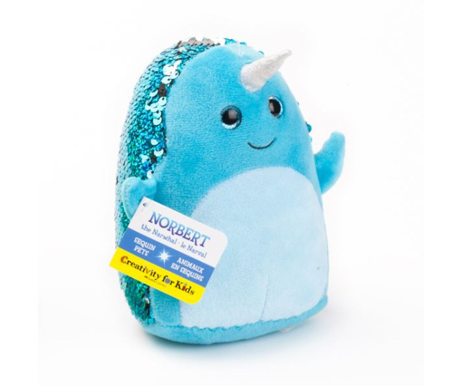 Norbert the Narwhal Weighted Sequin Pet