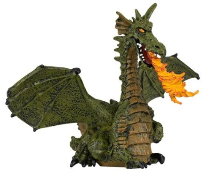 Green Dragon with Flame